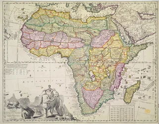 Karte von Afrika (handkolorierte Gravur)